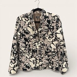 Zanella Platinum Size 10 Womens Zipup Jacket Blazer Gray Black White Italy